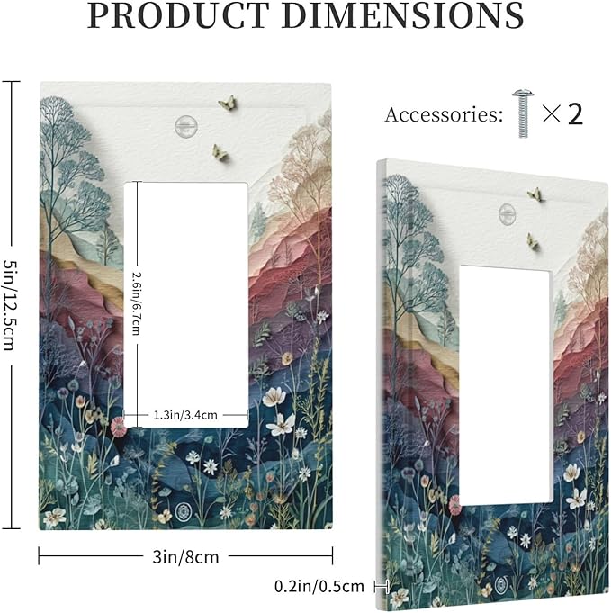Wildflowers Rustic Flowers Floral Plants 1 Gang Single Rocker Wall Plate Cover Vintage Mountain Decorative Light Switch Covers Electrical Faceplate Switch Plates for Bathroom Kitchen Home
