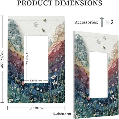 Wildflowers Rustic Flowers Floral Plants 1 Gang Single Rocker Wall Plate Cover Vintage Mountain Decorative Light Switch Covers Electrical Faceplate Switch Plates for Bathroom Kitchen Home