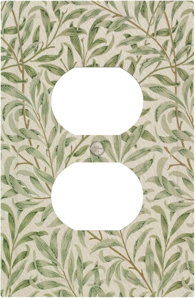 Decorative Outlet Covers Vintage Morris Willow Leaf Green Leaves 1 Gang Wall Plate Receptacle Duplex Light Switch Cover Plate Single Dual Plug Covers Electrical Switchplate Faceplate
