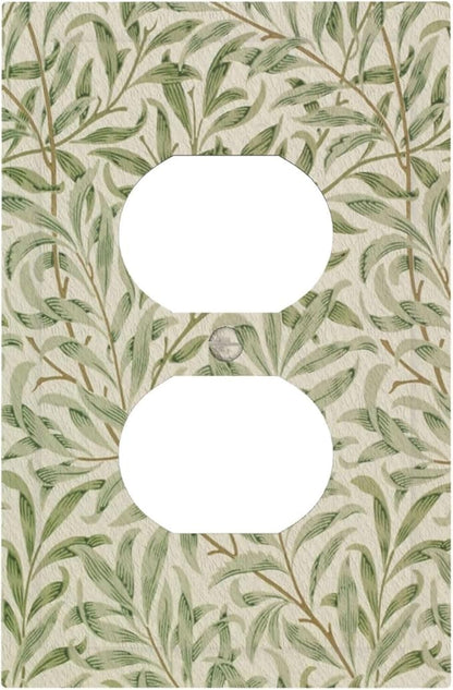 Decorative Outlet Covers Vintage Morris Willow Leaf Green Leaves 1 Gang Wall Plate Receptacle Duplex Light Switch Cover Plate Single Dual Plug Covers Electrical Switchplate Faceplate