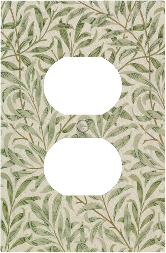Decorative Outlet Covers Vintage Morris Willow Leaf Green Leaves 1 Gang Wall Plate Receptacle Duplex Light Switch Cover Plate Single Dual Plug Covers Electrical Switchplate Faceplate