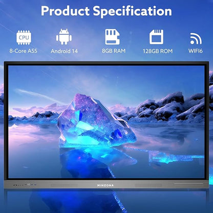 Smart Board,8+128GB Interactive Whiteboard, 55'' Touchscreen Digital Whiteboard for Home, Smart Board for Classroom and Office