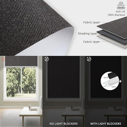 SmartWings Motorized 100% Blackout Shades Blinds, Custom Size, Cordless Window Shades with Rechargeable Battery, Work with Matter/Apple HomeKit, Alexa, Thread/Zigbee, Remote Optional, Eclipse Umber