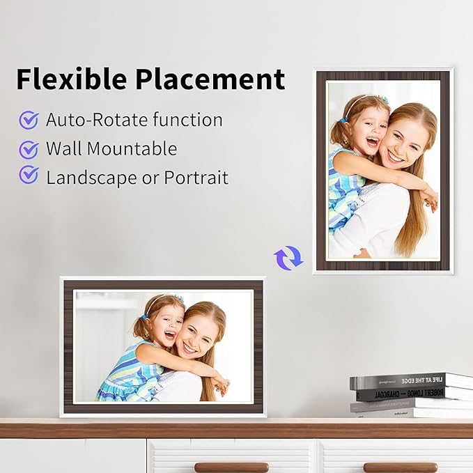 Digital Picture Frame 10.1 Inch WiFi Digital Photo Frame, IPS Touch Screen, 16GB Storage, Auto Rotate, Share Photos & Videos via Uhale App, for Family & Friends