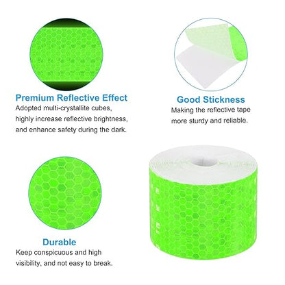 PATIKIL 2 Inch x 33 ft Reflective Tape, 1 Roll Waterproof Self Adhesive High Visibility Caution Warning Safety Tape Reflector with Scraper for Trucks Trailers Cars, Green