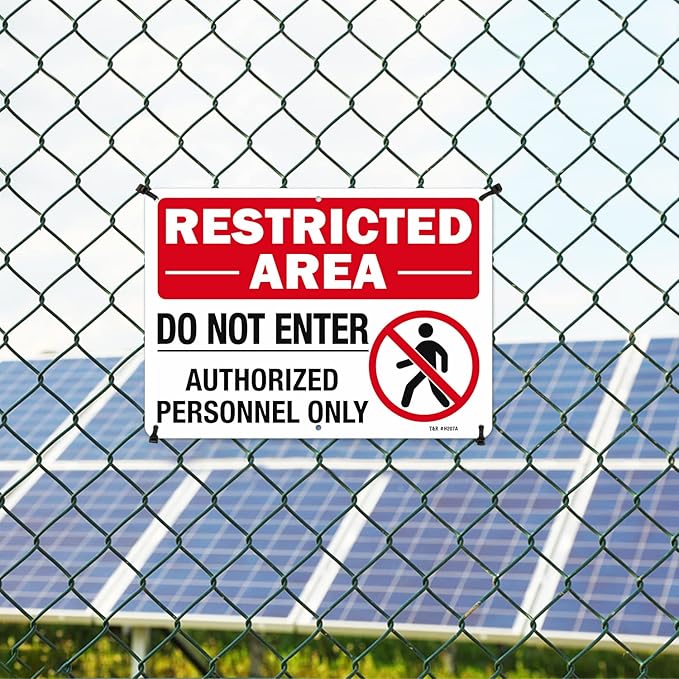 T&R Large Restricted Area Do Not Enter Authorized Personnel Only Sign,1 Pack,14x10 Inches Rust Free .040 Aluminum,UV Protected, Waterproof, Weatherproof and Fade Resistant,6 Pre-drilled Holes
