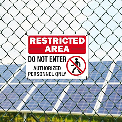 T&R Large Restricted Area Do Not Enter Authorized Personnel Only Sign,1 Pack,14x10 Inches Rust Free .040 Aluminum,UV Protected, Waterproof, Weatherproof and Fade Resistant,6 Pre-drilled Holes