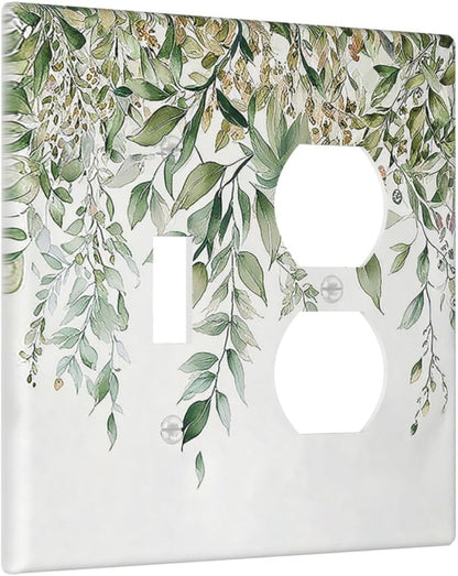 Wallplates Sage Green Eucalyptus Watercolor Plant Leaves 1 Toggle 1 Duplex Switch Plate Electrical GFCI Faceplate Decorative Light Switch Covers for Bedroom Bathroom Decor