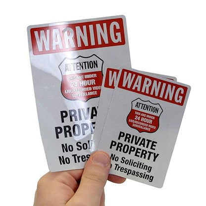SmartSign Private Property No Soliciting No Trespassing Stickers/Labels, Pack of 3, EG Reflective Adhesive Decals, Easy Peel-Off, 7-Year Outdoor Life, Made in USA