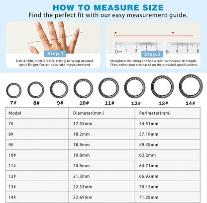 Smart Health Ring for Men Women, Fitness Tracker Ring with Sleep Monitoring, Heart Rate, SpO2, IP68 Waterproof, Step Counter Calorie Tracker Health Rings (Black 7)