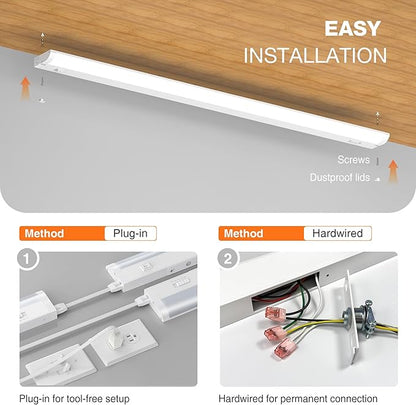 36inch Linkable Under Cabinet Lighting Hardwired Plug-in, Wired led Under Cabinet Lights with 5 CCT (2700/3000/3500/4000/5000) & Dimmable, Under Counter Lights for Kitchen, 18W, 1800LM, 1 Pack