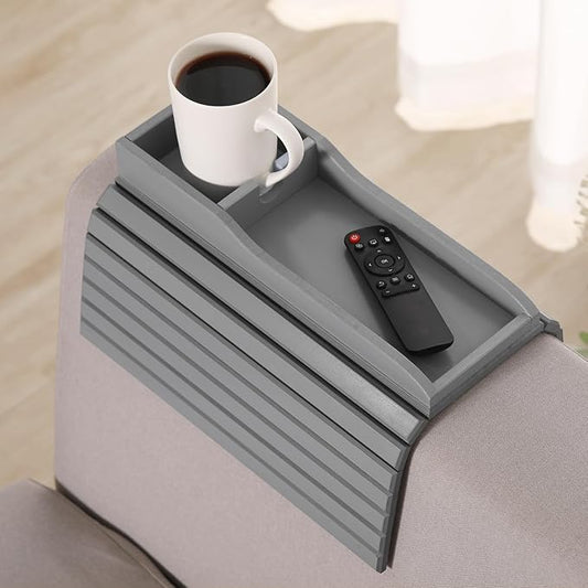 GEHE Couch Cup Holder, Anti Falling Couch Drink Holder, Natural Bamboo Sofa Cup Holder Armrest Tray, More Safe for You Family, Portable Couch Arm Tray Table for Remote/Snacks/Cellphone/Drinks/Cup
