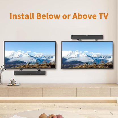 Universal Sound Bar Mounts Fits Most 23 to 65 Inch TVs Soundbar TV Mount Bracket Above or Under TV, up to 22 lbs SBR302