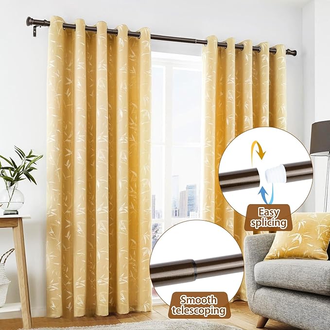 TONIAL Curtain Rods 32 to 58 Inch(2.6-4.8ft), Telescoping Splicing 3/4 Drapery Rods for Windows 20 to 53 Inch(1.7-4.4ft)32 to 58 Inch Decorative Single Rod with Small Cap Finial, Bronze