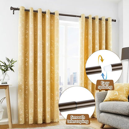 TONIAL 2 Pack Curtain Rods for Windows 48 to 84 Inch, Telescoping Splicing 3/4 Inch Single Rods for Windows Decorative Drapery Rod 32 to 86 with Small Finial, Bronze