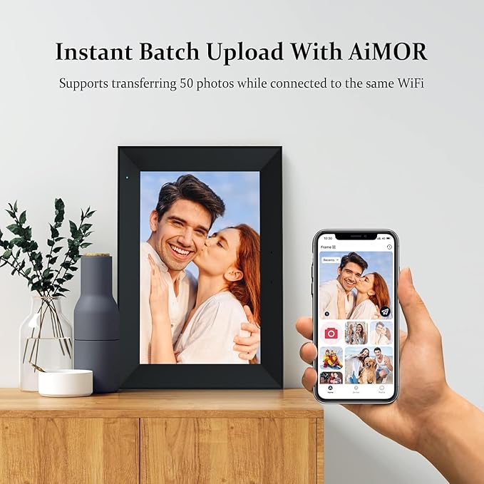 Digital Picture Frame 10.1 Inch Smart WiFi Digital Photo Frame IPS HD Touch Screen Video Call Photo Frame with 16GB Storage, Auto-Rotate, Easy Setup to Share Photos or Videos Remotely via AiMOR APP