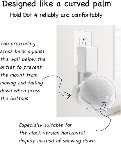 Wall Mount Holder for Dot 4th/5th Generation, Outlet Hanger for Dot 4th/5th Gen, Smart Speaker Stand, Space-Saving Accessories, Built-in Cable Management Shelf, White…