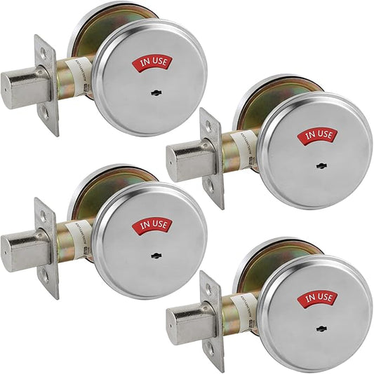 in-Use/Vacant Commercial Deadbolt, Heavy Duty Satin Chrome Grade 2 Privacy Indicator Deadbolt for Bathroom/Office, UL3 Hour Fire Rated, Left&Right Handed, 2 3/4" Backset, 4 Packs
