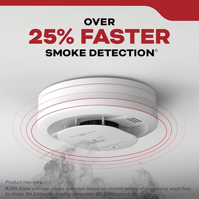 Kidde Smoke Detector, 10-Year Battery Powered, LED Warning Light Indicators, 3-Pack