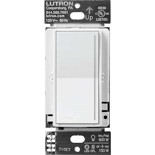 Lutron Sunnata Touch Dimmer Switch with LED+ Advanced Technology for LED and Incandescent, 3 Way/Multi Location, STCL-153MS-WH, White (6 Pack)