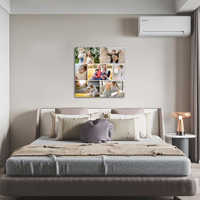 7 Picture Collage Canvas Prints Personalized Multi Photo Wall Art Custom Your Image to Canvas Customized Family Gifts Home Decor (Collage Photo-10, Framed)