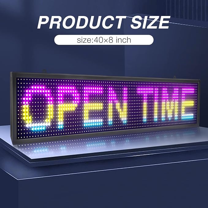P10 LED Shop Sign Scrolling High-Brightness Custom LED Sign 40''x8'', WiFi Connected Full-Color Programmable Sign - Suitable for Various Indoor Commercial Billboards (1pcs)