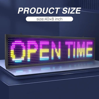 P10 LED Shop Sign Scrolling High-Brightness Custom LED Sign 40''x8'', WiFi Connected Full-Color Programmable Sign - Suitable for Various Indoor Commercial Billboards (1pcs)