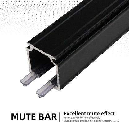 Curtain Track for Ceiling or Wall, Heavy Duty Aluminum Alloy with Smooth Sliding, Easy to Install, Black, 3ft To 6ft