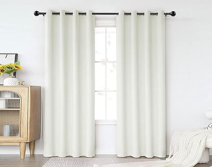 KAMANINA 2 Pack Curtain Rods for Windows 48 to 84 Inch (4-7ft), 7/8 Inch Single Heavy Duty Window Curtain Rod Adjustable Decorative Drapery Rods with Round End, Black