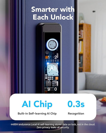 Deadbolt Smart Door Lock Fingerprint Door Lock with Keypad，Smart Lock for Front Door Children Proof IC Card,40–90mm Multipoint Locks (Not Suitable Point Mortise Lock)(OSP Black)