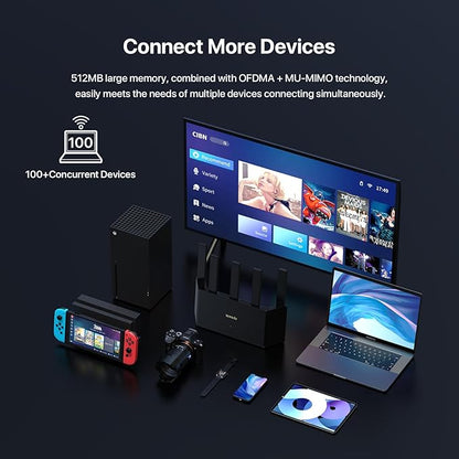 Tenda BE5100 Dual Band WiFi 7 Router (RE6L Pro) – 1x2.5G + 3x1G Ports, Easy Setup, Security Protect, Parental Control, Access Point Mode, Vertical Design, MLO, VPN, NFC