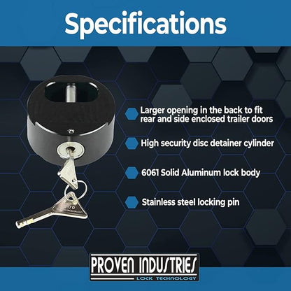 Proven Industries Model 400XL Puck-Lock Set, Made in The USA, Pack of 3, (Black)
