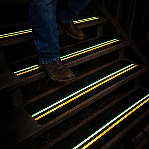 S&X Heavy Duty Anti Slip Tape 6 Inch x 60 Ft, High Traction Non Skid Grip Tape with Reflective & Glow-in-The-Dark Strips, Outdoor Stair Treads Non-Slip for Steps Ramps Boats Decks Long-Lasting