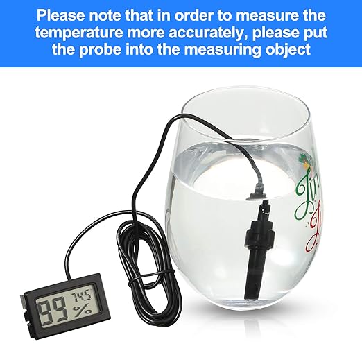 Weewooday Mini Digital Temperature Humidity Meters Gauge with Probe Gauge LCD Fahrenheit Display Thermometer Hygrometer for Incubator Reptile Plant Greenhouse Chicken Coop Garden(Black, 12 Pieces)
