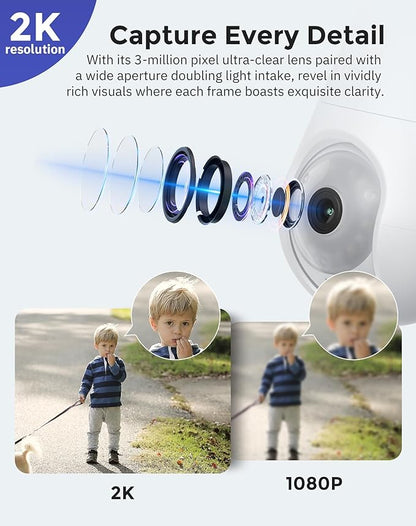 Hugolog 2K 3MP Light Bulb Security Camera 5G& 2.4GHz WiFi, 360° Wireless Outdoor Indoor Camera for Home, Motion Detection, Two-Way Talk, Color Night Vision, Siren Alarm, Compatible with Alexa