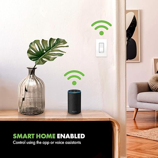 TOPGREENER Smart Light Switch, UL Listed, Neutral Wire Required, Single Pole or 3-Way, No Hub Required, Works with Amazon Alexa and Google Assistant, TGWF15S, 2 Pack