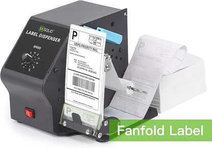 U.S. Solid Automatic Label Dispenser for Long Rolls and Fanfold Labels - Translucent and Opaque - Adjustable Speed - Core Sizes 1", 1.5", 3" - Width 0.2-4.7 in - Max. Roll 11 in