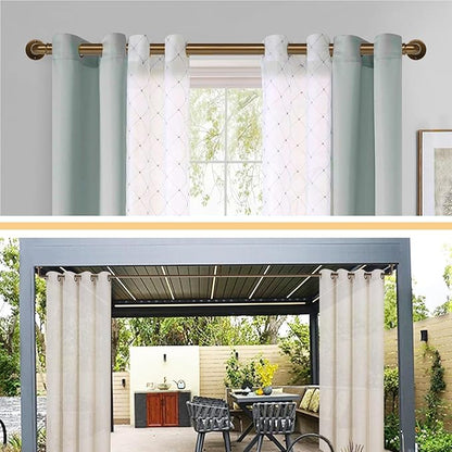 Industrial Curtain Rods 18 to 120 in,Blackout Curtain Rod,Adjustable Length,1 in Diameter Pipe,Wall or Ceiling Mounted,for Bedroom and Living Room (Coffee Gold 18” to 120”)
