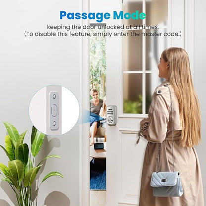 Keyless Entry Door Lock, Electronic Keypad Deadbolt for Front Door, Smart Locks with 6 Digital Code, Auto Lock, Anti-Peeking Password, Easy Installation, Silver