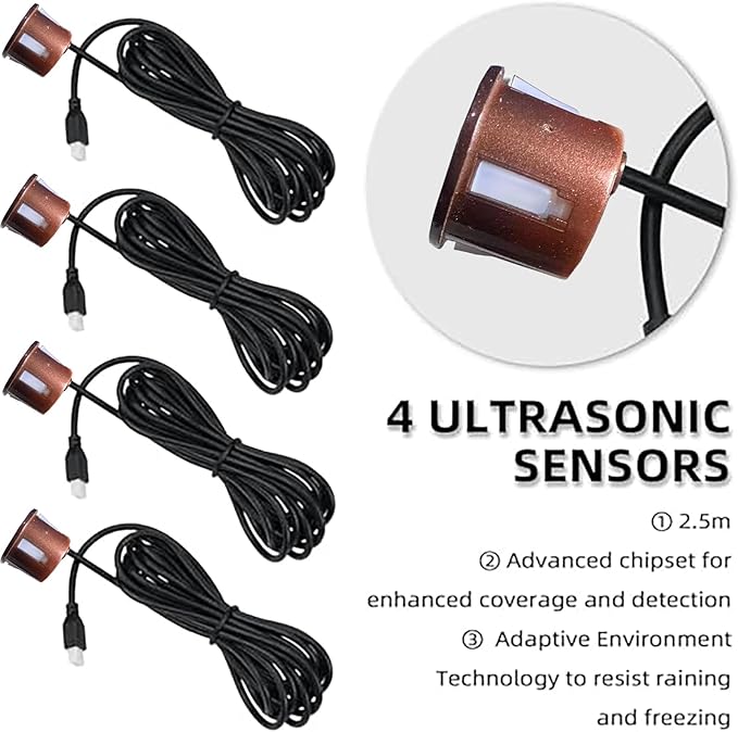 LCD Parking Sensor Kit - Displays Data on Original Screen, Easy Rear Installation, Compatible with CVBS Cameras (Not for AHD), 18 Probe Colors to Match Any Vehicle