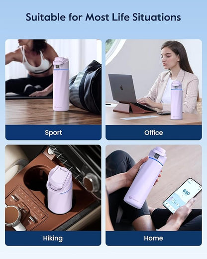 BOOST Smart Water Bottle that Reminds You to Drink, 24oz BPA-Free Stainless Steel Vacuum Insulated Bottle, Wide Mouth Water Tracker Bottle with APP, Ideal Gift for Christmas, New Year