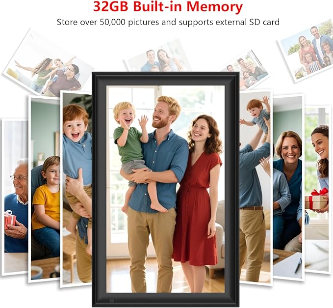 Frameo 15.6 Inch Large Digital Photo Frame, Digital Picture Frame WiFi, IPS HD Touch Screen, 32GB Storage, Photo Frame with Auto-Rotate Instant Share Photo/Video Sharing via Frameo App, Gift for Mom