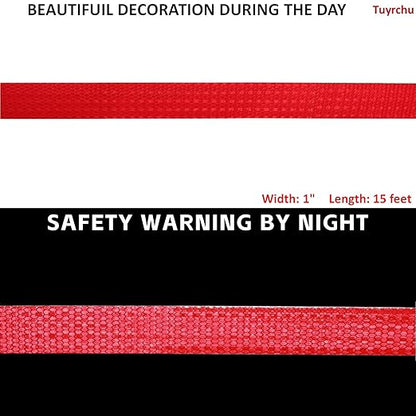 Red Reflective Tape Outdoor Waterproof 1 inch, High Visibility Warning Industrial Marking Tape, Safety Stickers (15 feet)