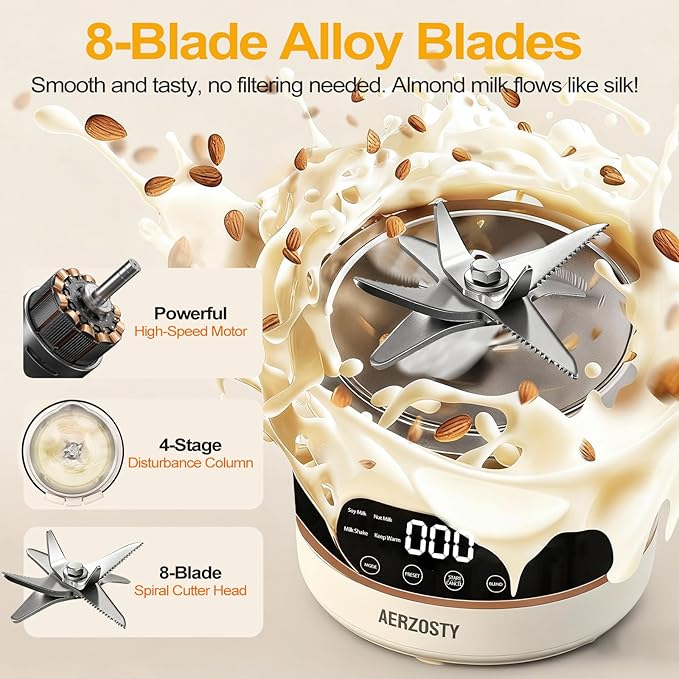 10 in 1 Nut Milk Maker Machine, 40oz/1.2L Soy Milk Maker with Auto Clean/24H Delay/Keep Warm/Boil Water, Almond Milk Maker for Homemade Oat, Juice, Milk Shakes, Plant Based and Dairy Free Beverages