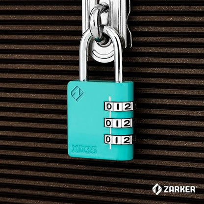 XD35 Combination Lock, 3-Digit Padlock for School Gym Sports LockerLock, Fence, Toolbox, Case, Hasp Storage (2-Pack, Emerald)