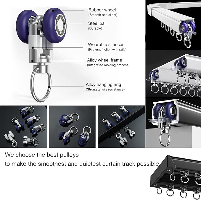 Ceiling Mounted Curtain Track - Rail for Drapes, Room Dividers - Sliding Curtain Rail for Living Room