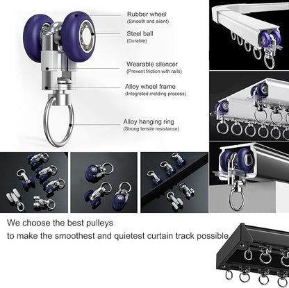 Ceiling Mounted Curtain Track - Rail for Drapes, Room Dividers - Sliding Curtain Rail for Living Room