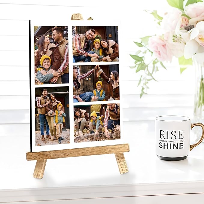 Custom Photo Frame with Stand, Personalized Picture Display, MDF and Wood Construction, Desktop Decor, Multiple Designs, Customizable Gift for Family and Friends