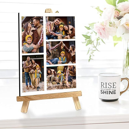 Custom Photo Frame with Stand, Personalized Picture Display, MDF and Wood Construction, Desktop Decor, Multiple Designs, Customizable Gift for Family and Friends