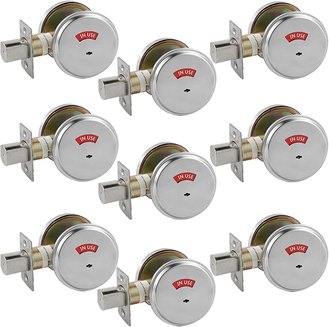 in-Use/Vacant Commercial Deadbolt, Heavy Duty Satin Chrome Grade 2 Privacy Indicator Deadbolt for Bathroom/Office, UL3 Hour Fire Rated, Left&Right Handed, 2 3/4" Backset, 9 Packs